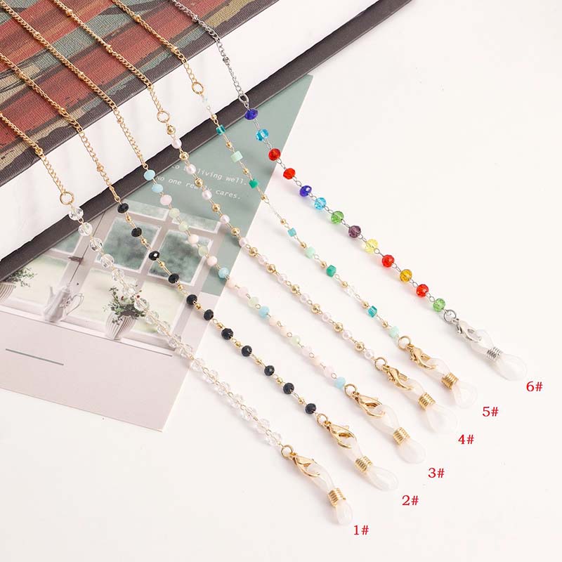 Mask Chain Holder - Perhiasan Tali Kacamata Kristal Warna-warni Model