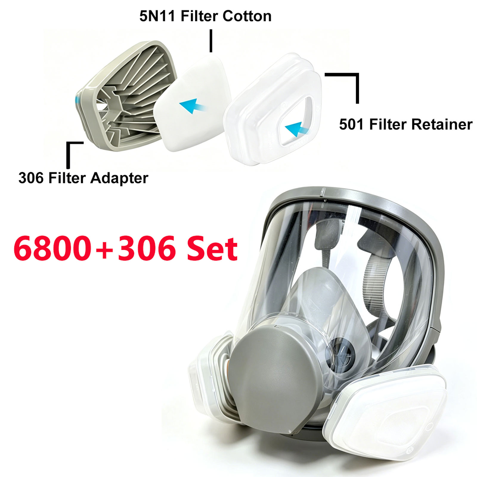 Respirator Full Face 6800 deng - Dust Mask Construction ulasan dan harga